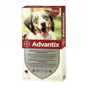 Капли для собак весом от 10-25кг Bayer Advantix от блох и клещей
