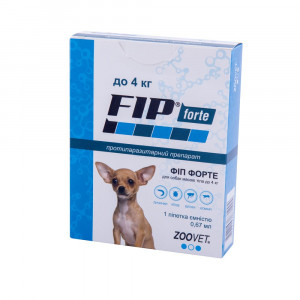 Краплі для собак вагою до 4кг Fip Forte від бліх і кліщів