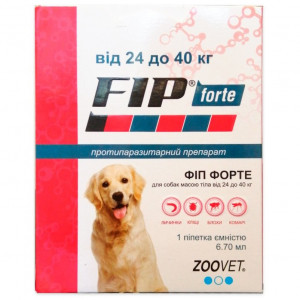 Краплі для собак вагою 24-40кг Fip Forte від бліх і кліщів