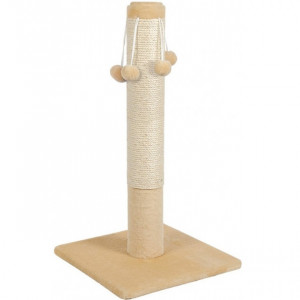 Іграшка для котів Дряпка Природа Д04 стовпчик з 4-ма бубонами, бежева, 67 см