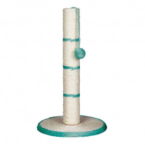 Іграшка для котів Дряпка Trixie стовп, кругла на підставці, біла з бірюзовим, 50х31х50 см