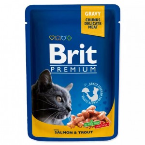 Вологий корм для котів Brit Premium з лососем і фореллю 100г