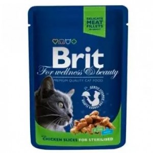 Вологий корм для котів Brit Premium для стерилізованих з куркою 100г