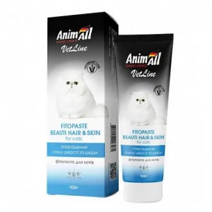 Фітопаста для котів AnimAll VetLine Beauty Hair&Skin для поліпшення якості шерсті,100г