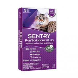 Краплі для кішок вагою від 2,2 кг  Sentry PurrScriptions від бліх і кліщів, 1.4мл