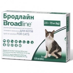 Краплі для котів вагою до 2.5-7.5 кг Merial Broadline Спот-он проти паразітів