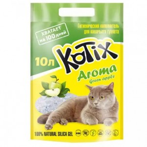 Наповнювач для котячого туалету Kotix Aroma Green Apple сілікагелевий