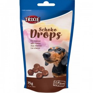 Ласощі для собак Chocolate Drops Trixie, дропси з вітамінами з шоколадом, 75г