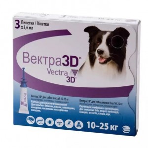Краплі від бліх і кліщів для цуценят і собак від 10-25 кг Ceva Vectra 3D, 3,6 мл
