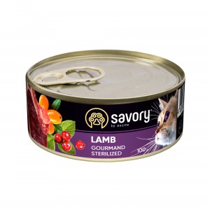 Вологий корм для котів Savory Cat Adult Sterilized Lamb