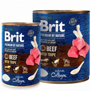 Вологий корм для собак Brit Premium by Nature яловичина з требухою