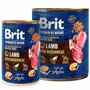 Вологий корм для собак Brit Premium by Nature ягня з гречкою