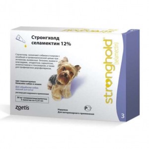 Краплі для собак вагою 2,5-5 кг Zoetis Stronghold 12% від бліх і кліщів, 0,25мл (ціна за 1 піпетку)