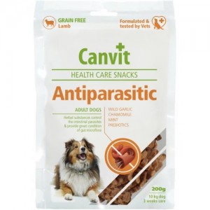 Напіввологе ласощі для собак Canvit Antiparasitic, для профілактики проблем з кишковим трактом, 200г