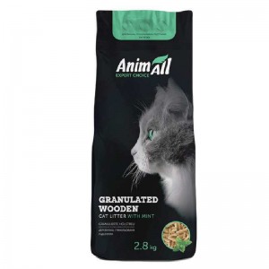 Наполнитель для кошачьего туалета AnimAll,  древесный с ароматом мяты, 2.8кг