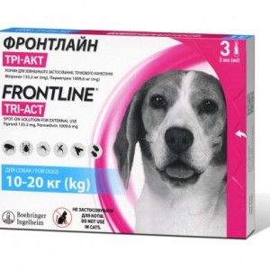 Краплі для собак вагою 10-20кг FrontlineTri-Act від бліх і кліщів