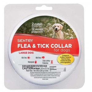 Ошейник для собак крупных пород Sentry Flea&Tick Large от блох и клещей, 56 см (2 шт)