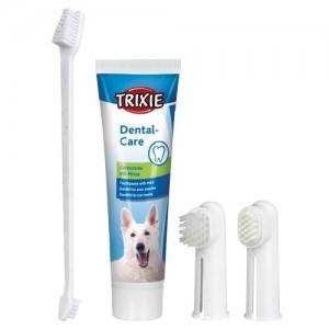 Набір по догляду за зубами для собак Trixie, (зубна щітка-насадка, насадка, зубна щітка)
