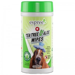 Серветки для котів і собак Espree Tea Tree & Aloe Wipes для загоєння ран, 50 шт