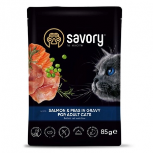 Вологий корм для котів Savory Cat Adult Salmon & Peas in Gravy