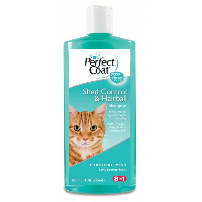Шампунь для котів 8in1 Perfect Coat Shed Control&Hairball Shampoo, 295мл - 1
