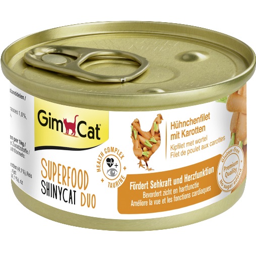 Вологий корм для котів GimCat Adult Superfood ShinyCat Duo курка і морква, 70г - 1