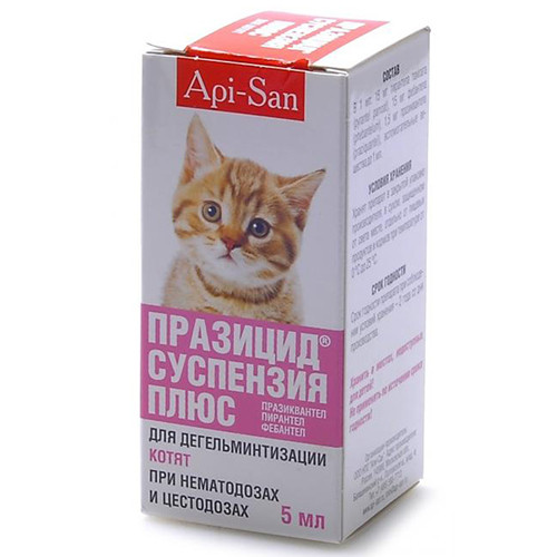 Суспензія для кошенят Api-San Празіцід Плюс проти глистів, 5мл - 1