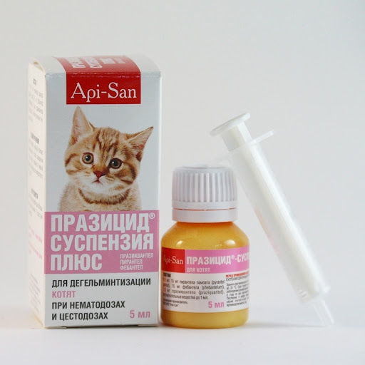 Суспензія для кошенят Api-San Празіцід Плюс проти глистів, 5мл - 3