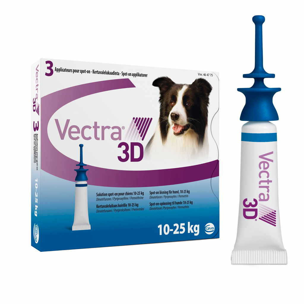 Краплі від бліх і кліщів для цуценят і собак від 10-25 кг Ceva Vectra 3D, 3,6 мл - 3