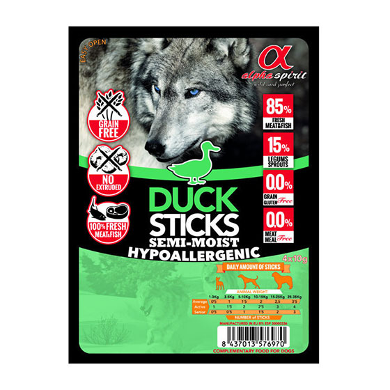 Ласощі для собак Alpha Spirit sticks Duck, 4*40г - 2