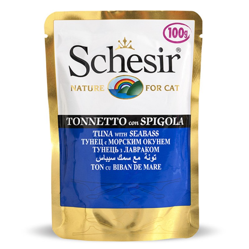 Вологий корм для котів Schesir Adult Cat Tuna Seabass, 85г - 1