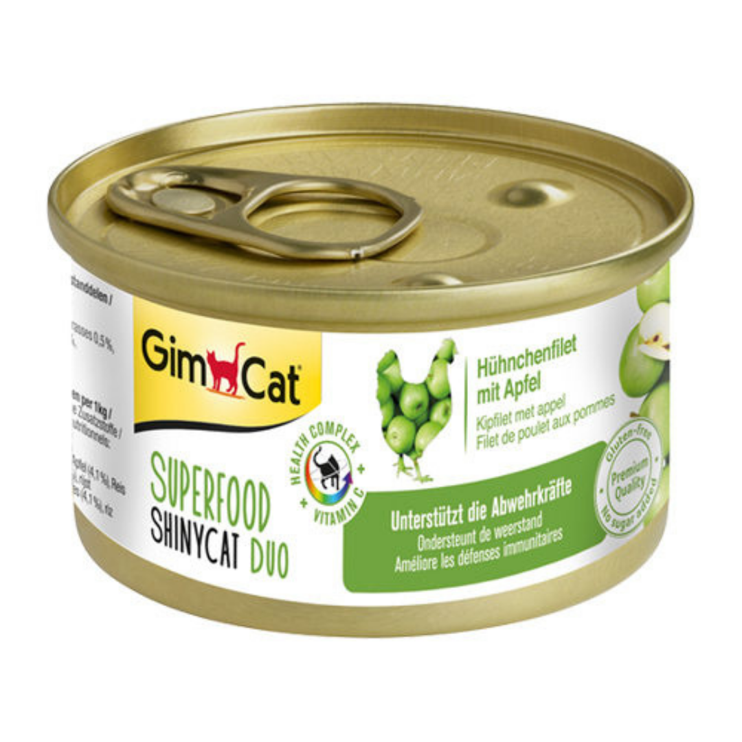 Вологий корм для котів GimCat Adult Superfood ShinyCat Duo курка і яблуко, 70г - 1
