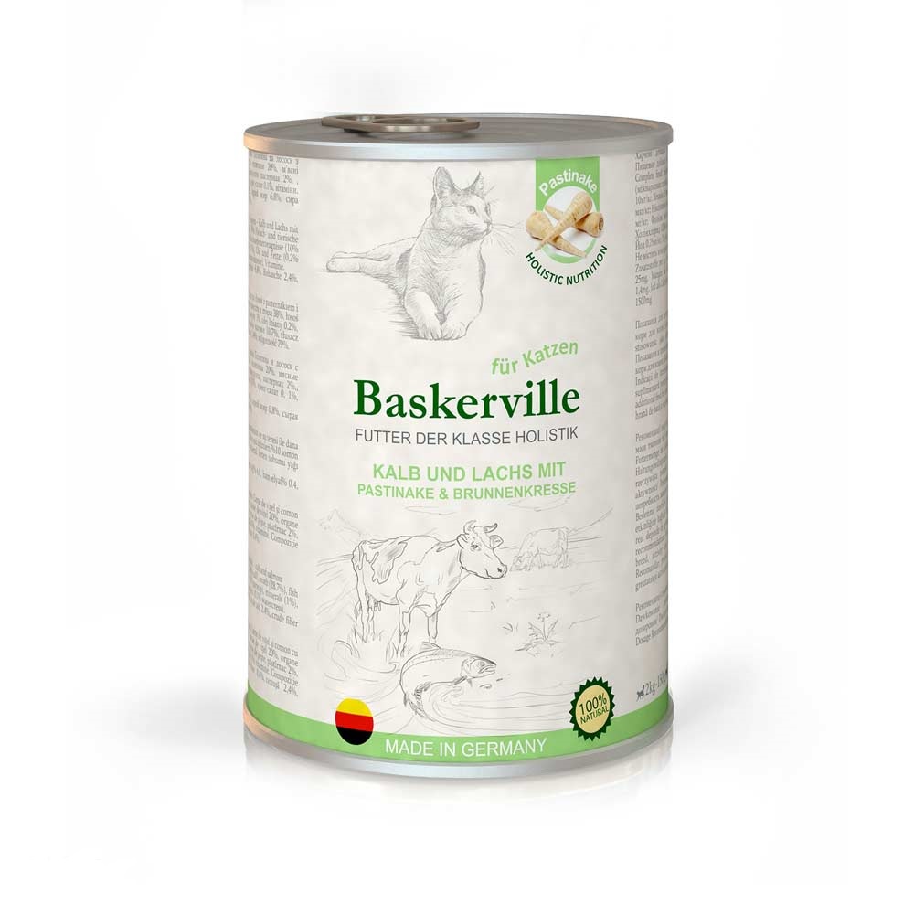 Вологий корм для котів Baskerville Super Premium Телятина і лосось з пастернаком і крес-салатом 400г - 2