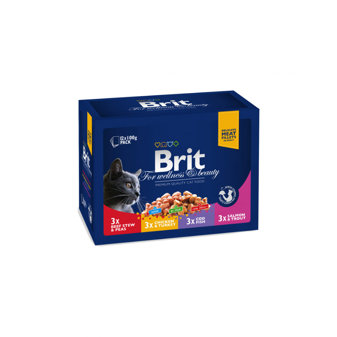 Вологий корм для котів Brit Premium з куркою та індичкою 100г - 4