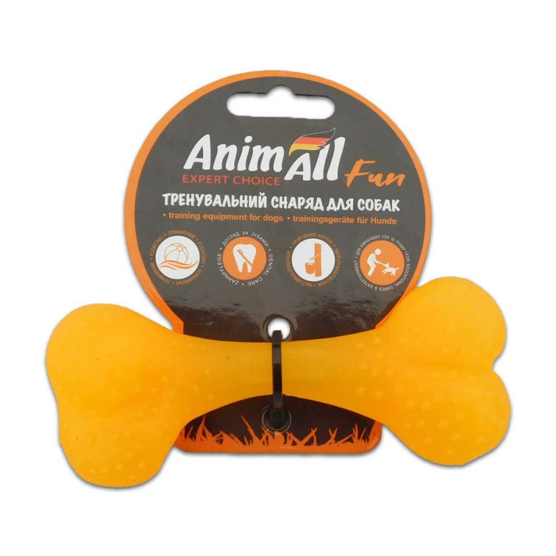 Іграшка-кістка для собак AnimAll Fun жовта, 12см - 1
