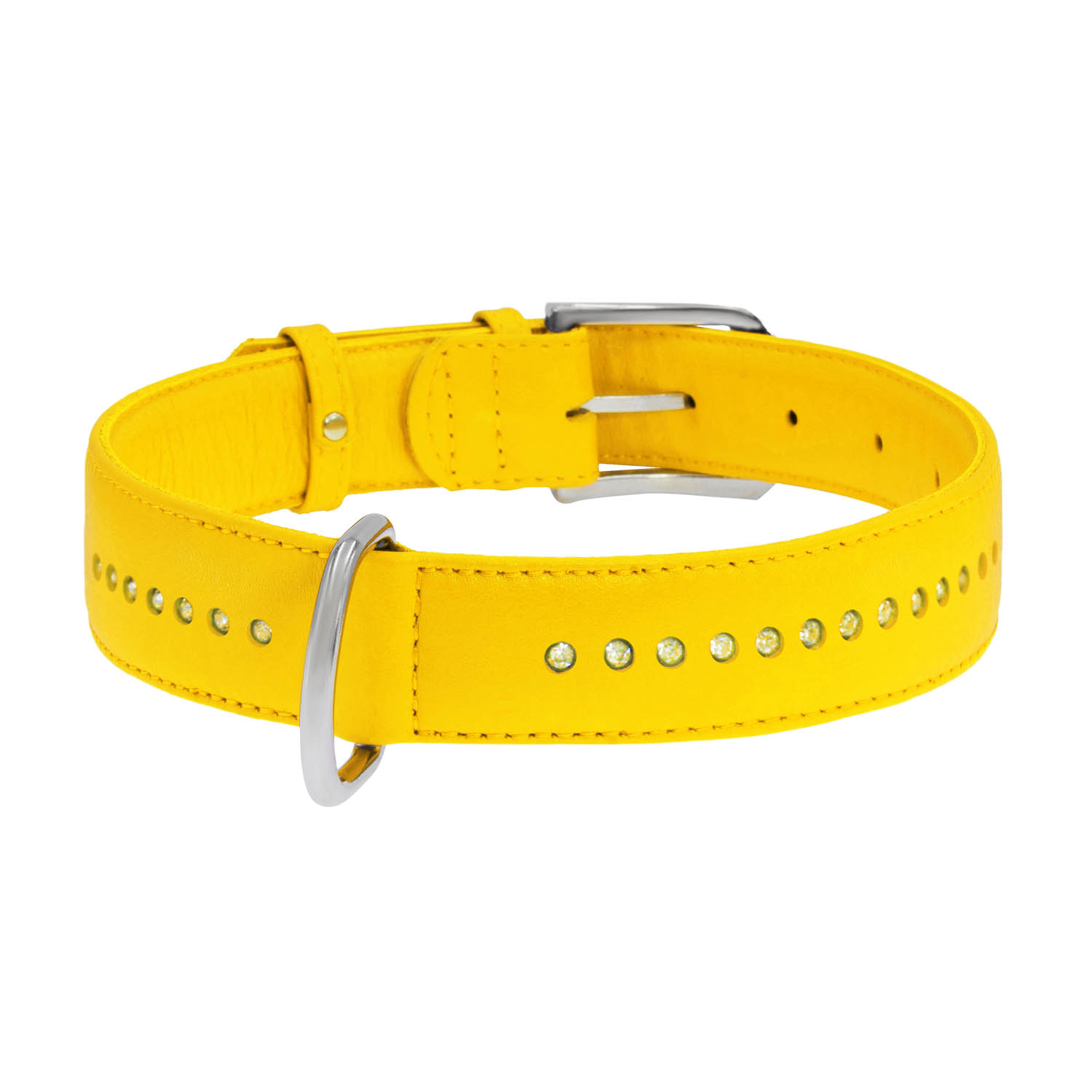 Нашийник для собак Collar Waudog Glamour подвійний зі стразами маленький, жовтий - 1