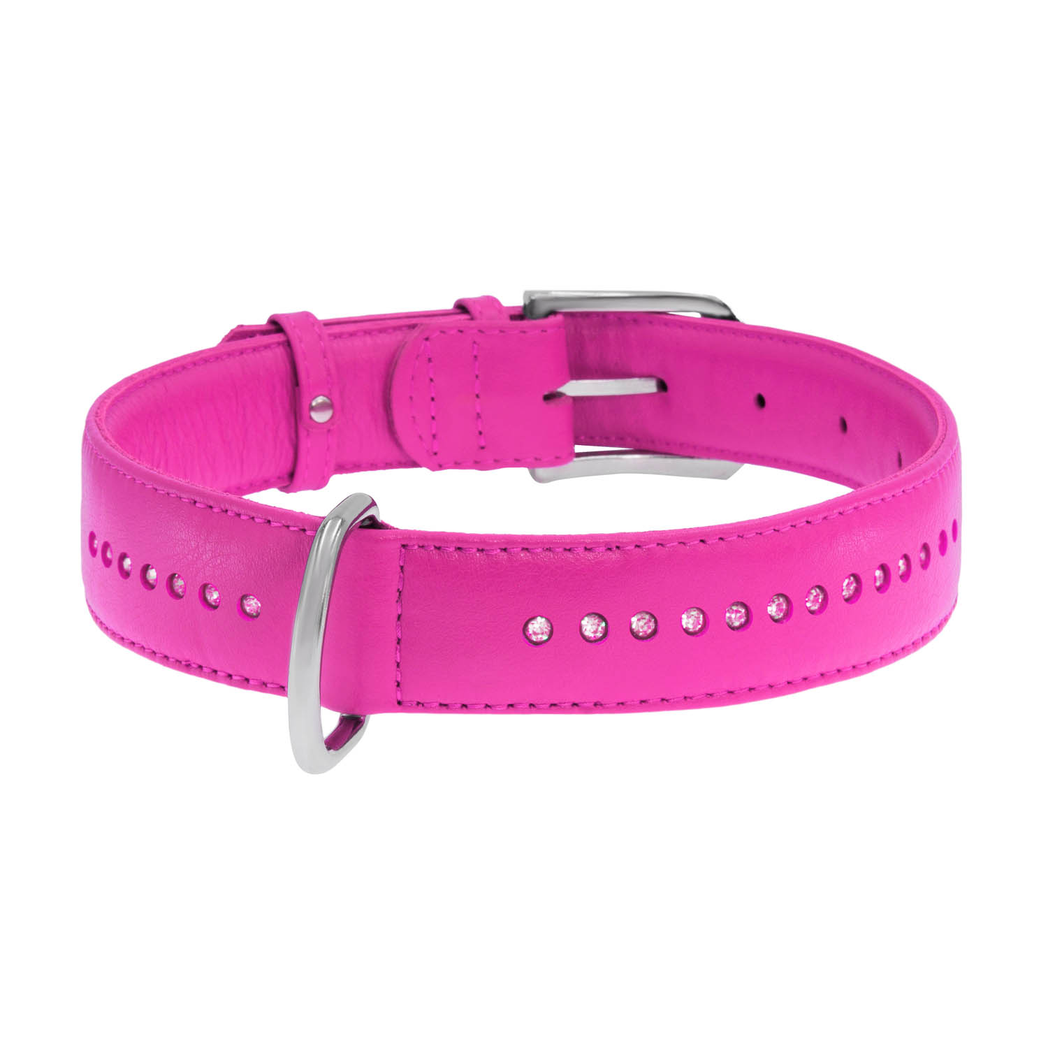 Нашийник для собак Collar Waudog Glamour подвійний зі стразами маленький, рожевий - 1