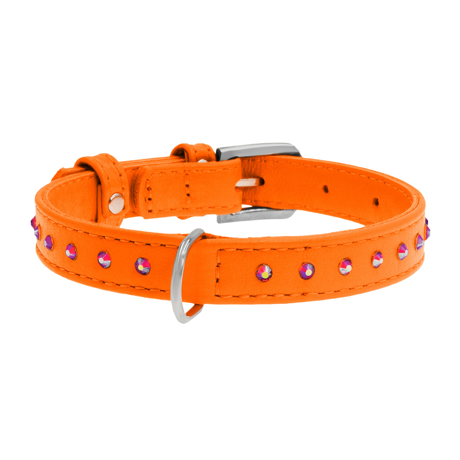 Нашийник для собак Collar Waudog Glamour помаранчевий зі стразами, 19-25см, 9мм - 1