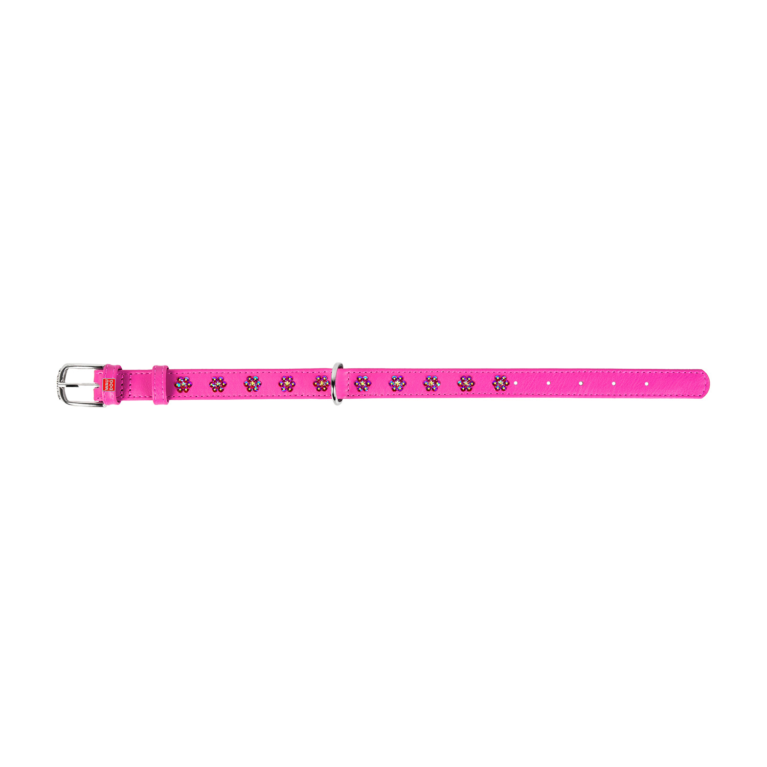 Нашийник для собак Collar Waudog Glamour рожевий зі стразами Квіточка, 19-25см, 9мм - 3