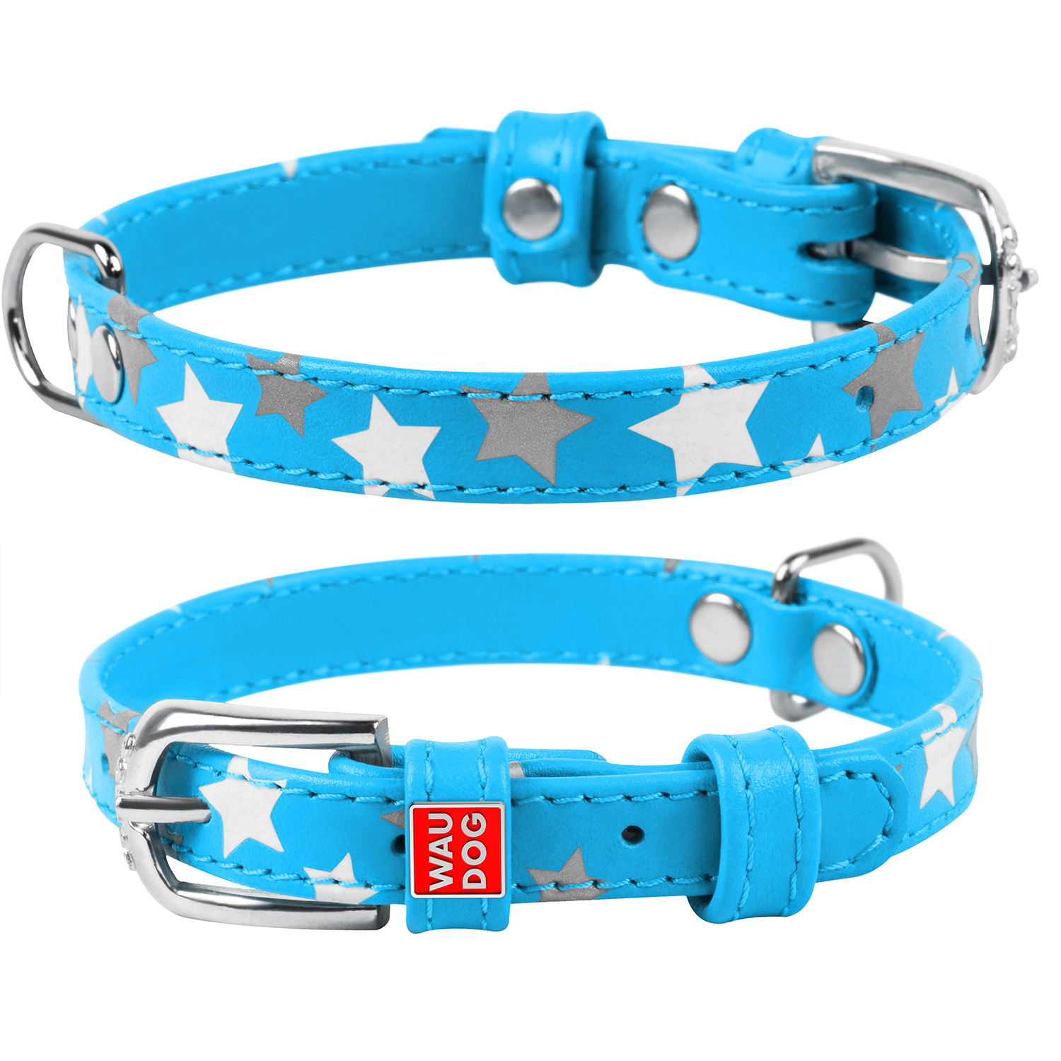 Нашийник для собак Collar Waudog Glamour з візерунком Зірочка, блакитний - 2