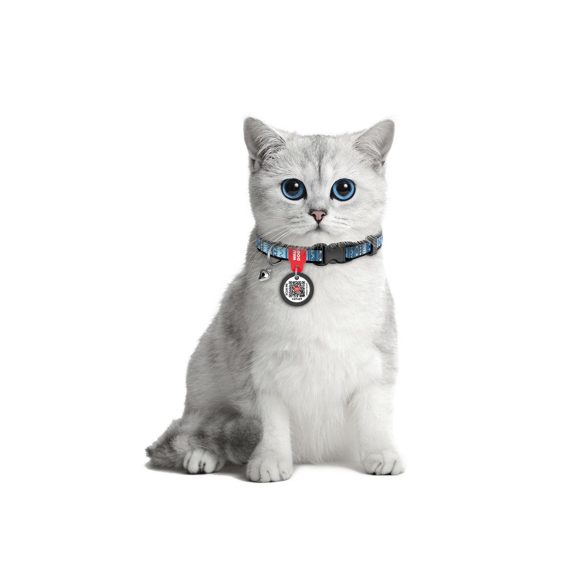 Нашийник для котів Collar Waudog Nylon з малюнком "Етно синій" - 3