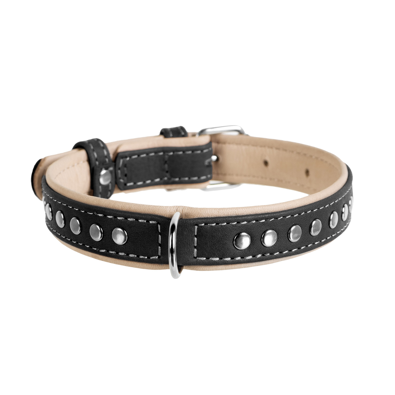 Нашийник для собак Collar Waudog Soft з металевими прикрасами, чорний верх, ш20мм, д30-39см - 1