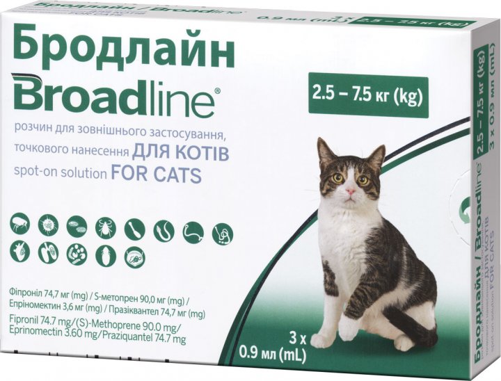 Краплі для котів вагою до 2.5-7.5 кг Merial Broadline Спот-он проти паразітів - 2