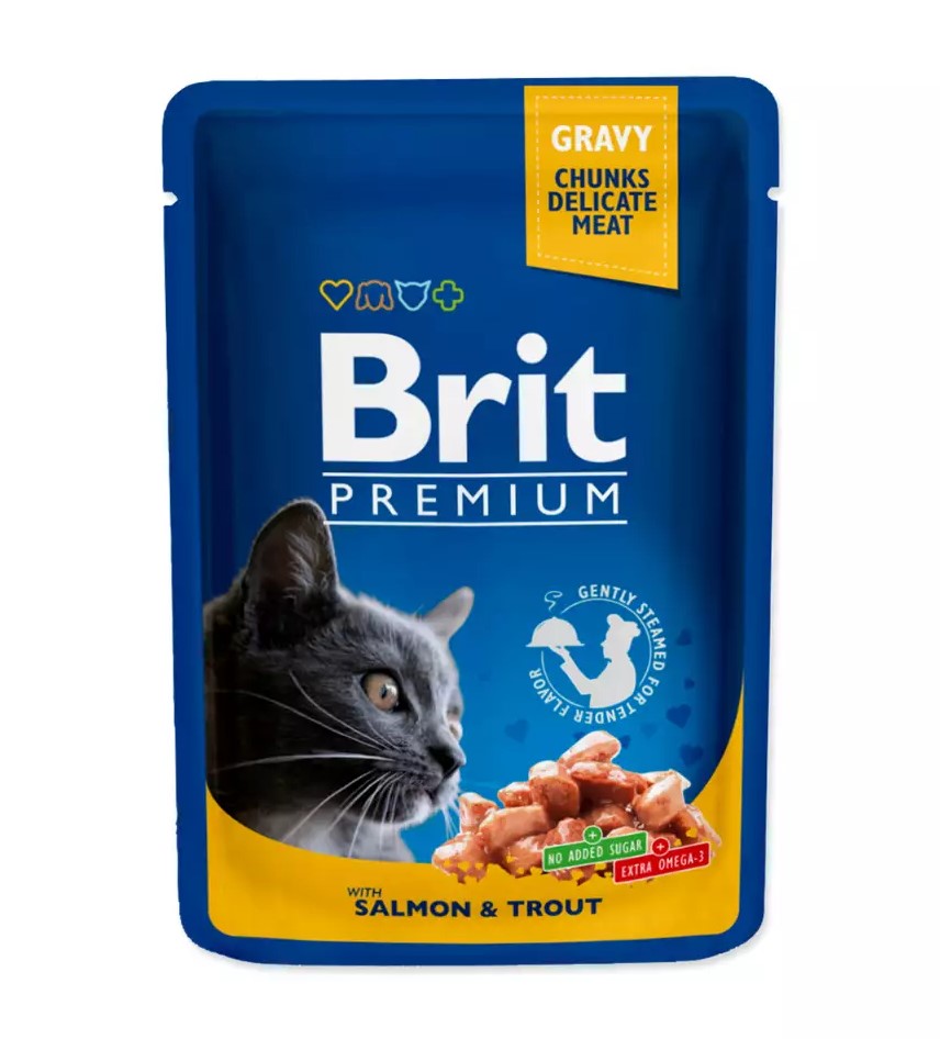 Вологий корм для котів Brit Premium з лососем і фореллю 100г - 1