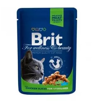 Вологий корм для котів Brit Premium для стерилізованих з куркою 100г - 1