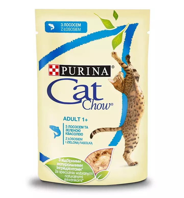 Вологий корм для кішок Purina Cat Chow Adult ніжні шматочки в желе з лососем і зеленим горошком - 5