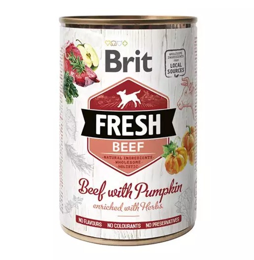 Вологий корм для собак Brit Fresh Beef with Pumpkin з яловичиною і гарбузом, 400 гр - 1