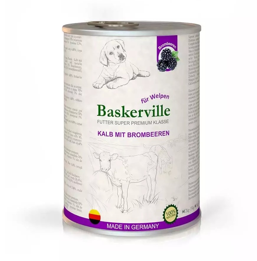 Вологий корм для цуценят Baskerville Super Premium Телятина і ожина - 1