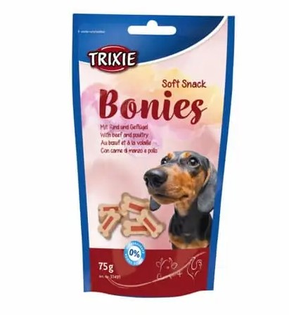 Ласощі для собак Trixie Soft Snack Bonies яловичина, індичка, 75г - 1