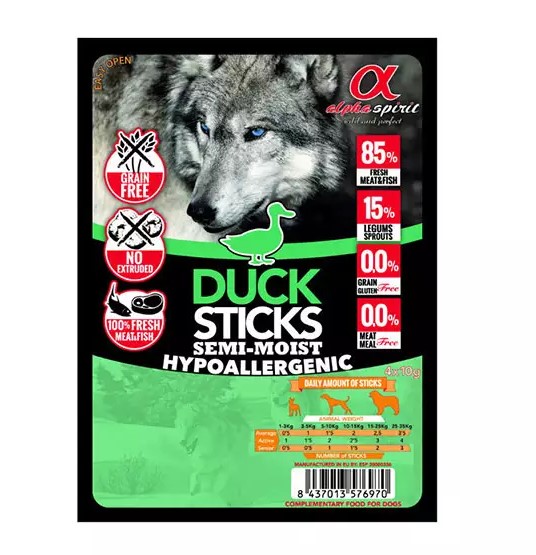 Ласощі для собак Alpha Spirit sticks Duck, 4*40г - 1